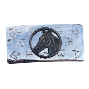 Vintage Western Belt Buckle Small Horse Head Ranch Brands Cowboy USA Made